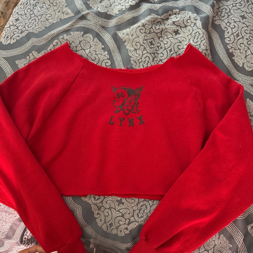 Red Cropped Sweatshirt